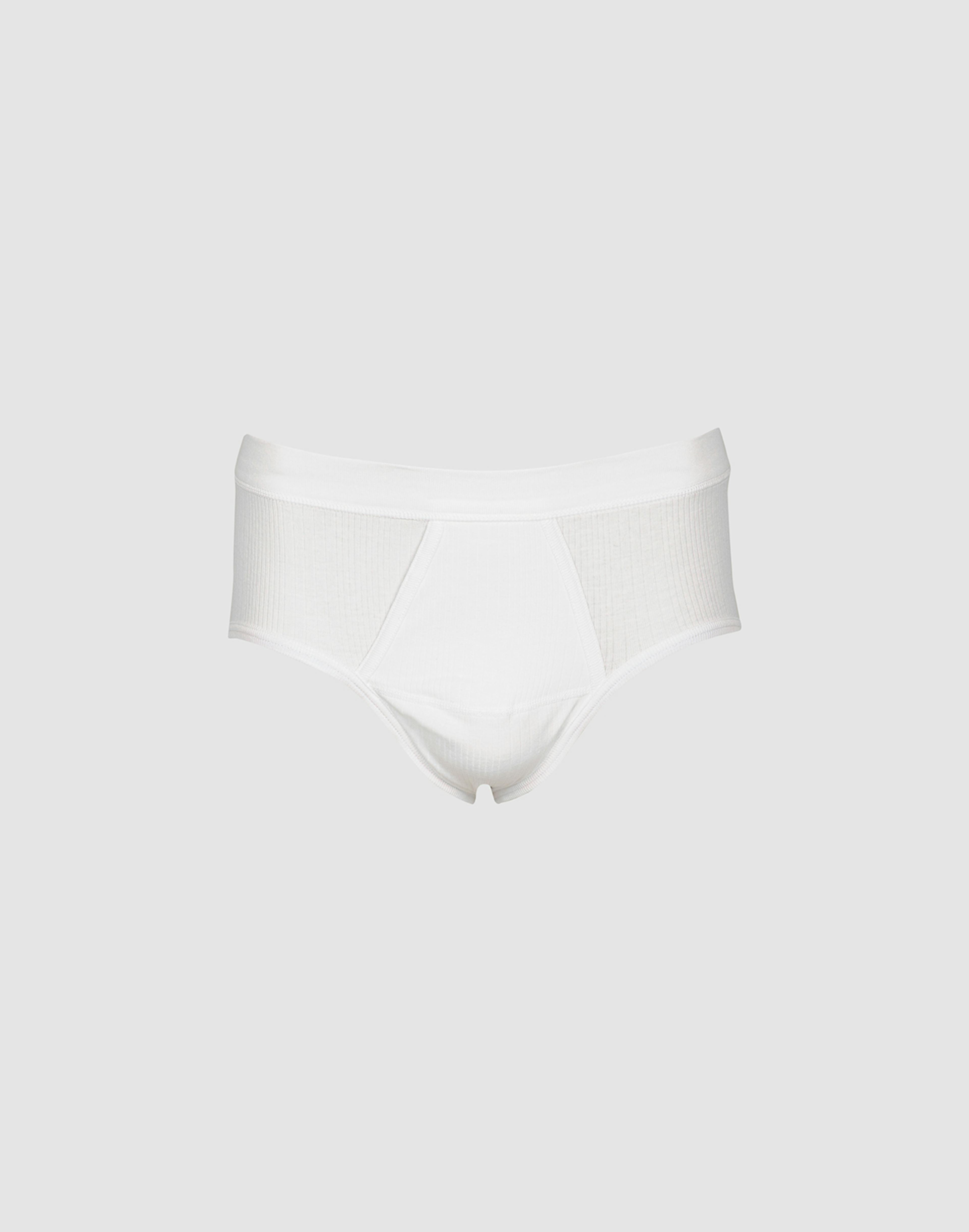 Men's classic cotton briefs with fly - White - Dilling