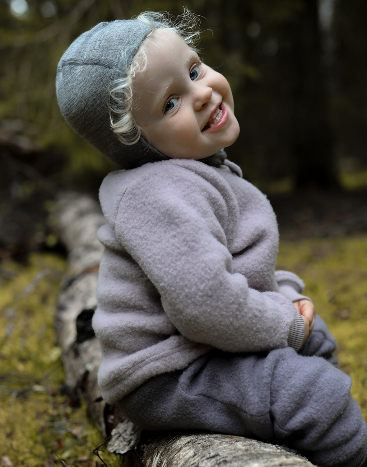 Baby merino wool fleece jacket - Beige melange - Dilling