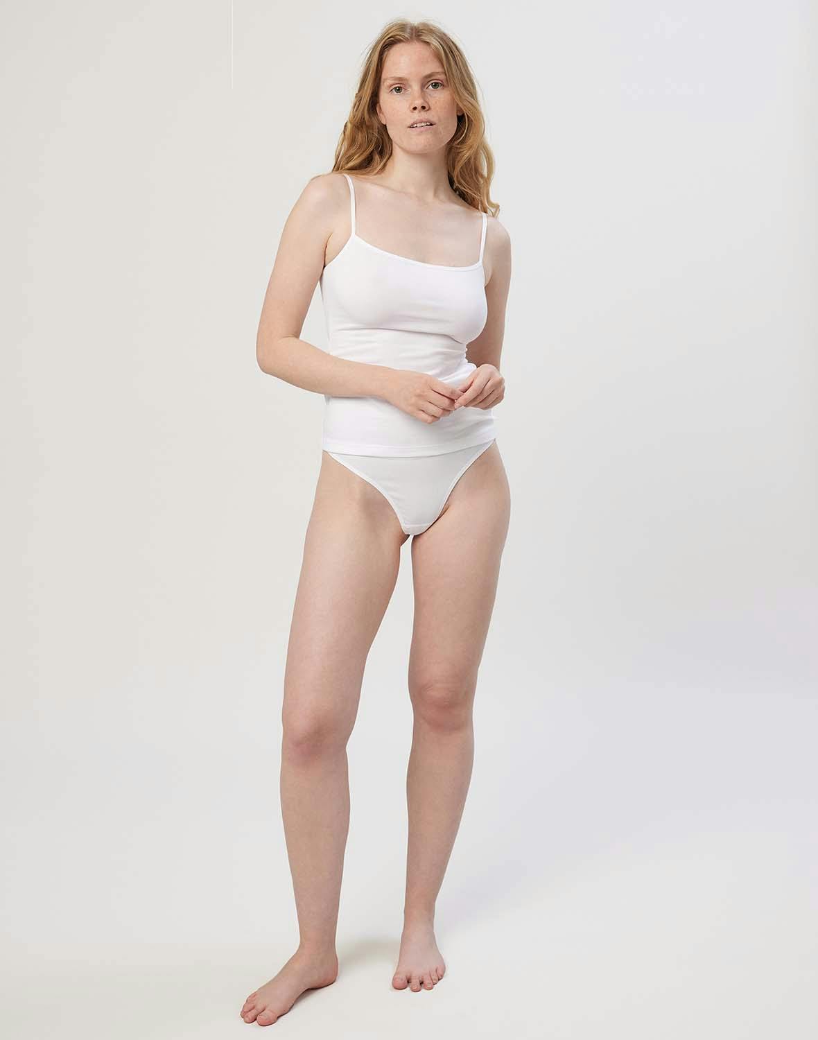 DILLING Women's high waist thongs - organic cotton White 8 : :  Fashion