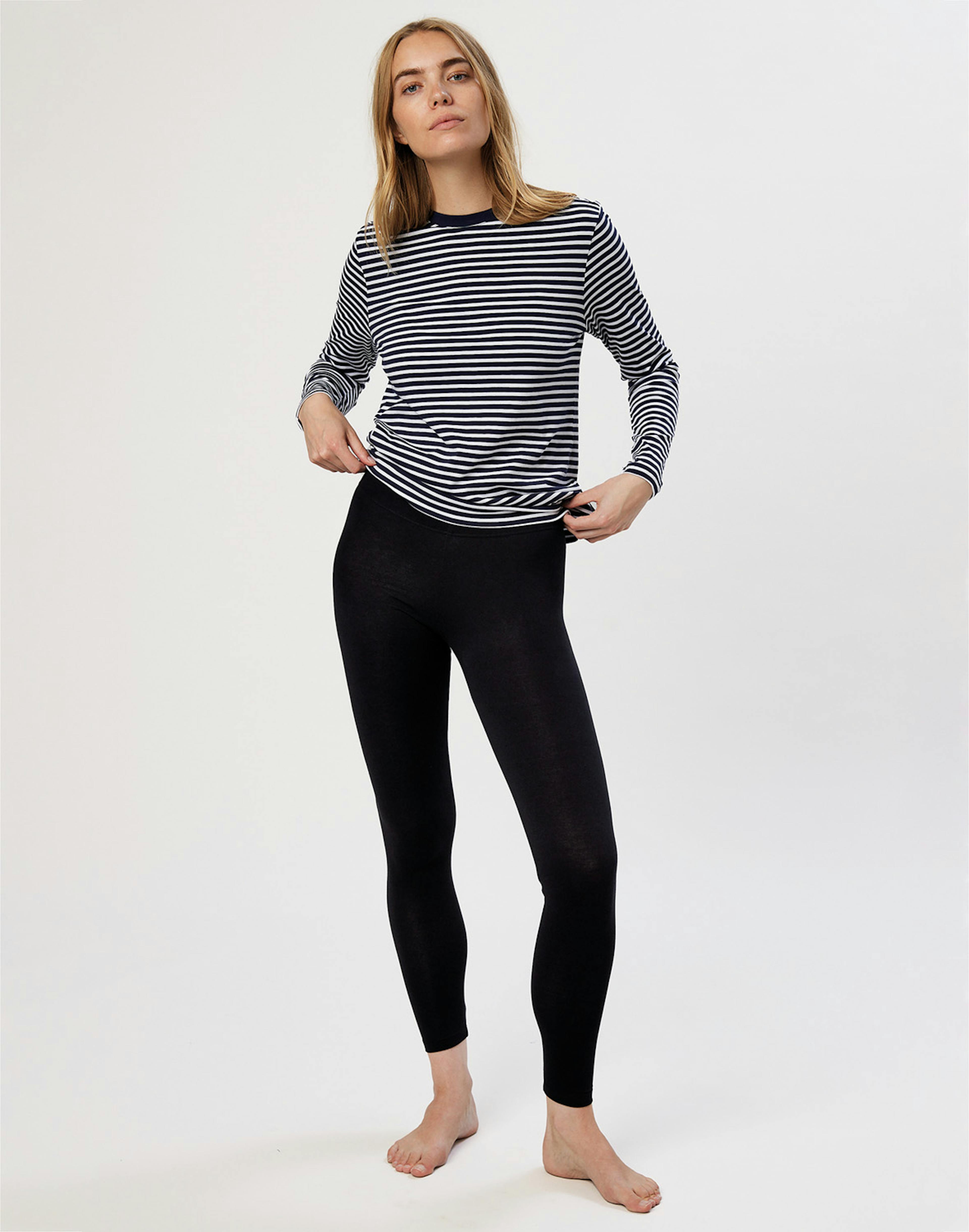 Women's 3/4 leggings in cotton - Black - Dilling