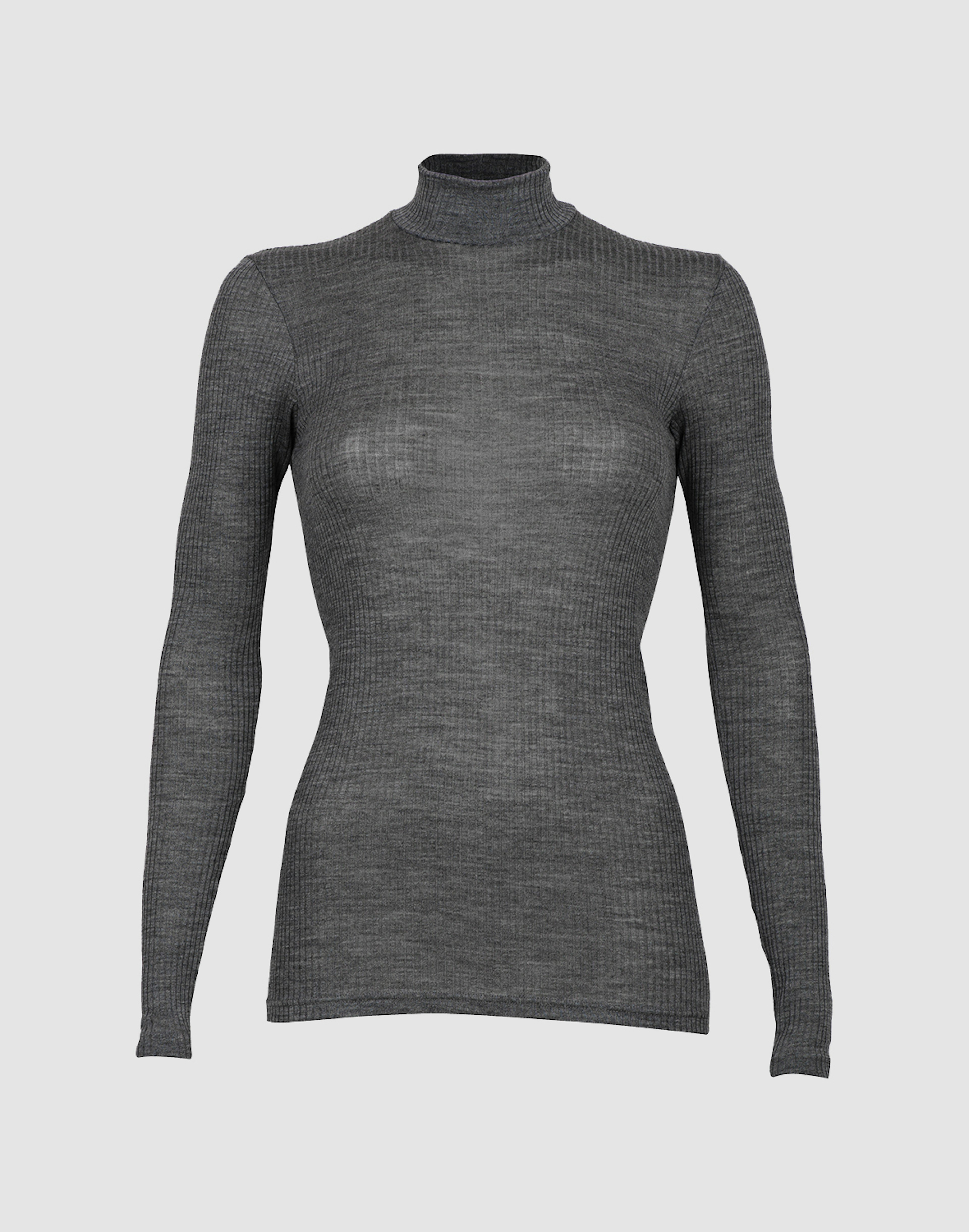 Women's merino wool high neck top Dark grey melange