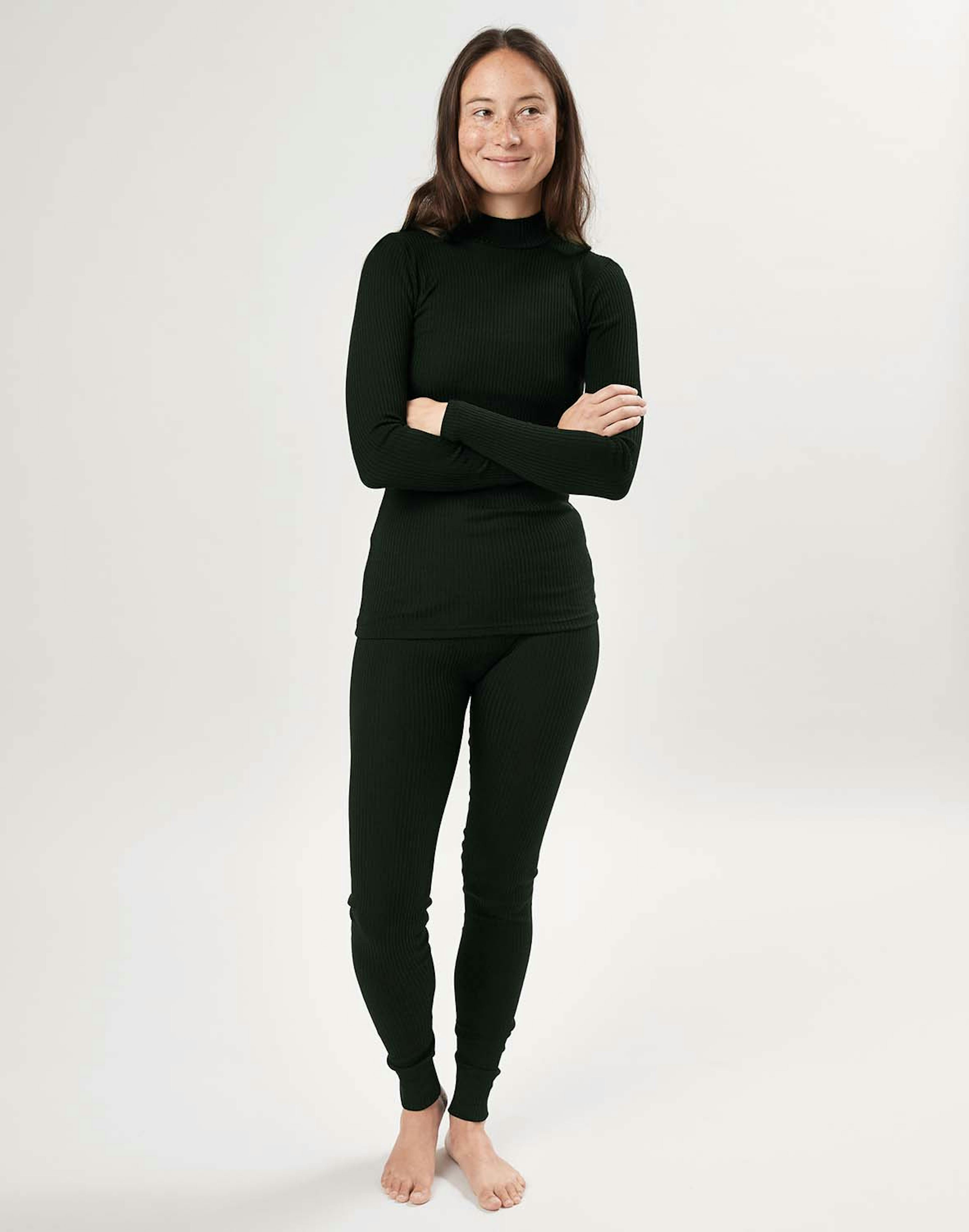 Women's merino wool leggings - Greenish black - Dilling