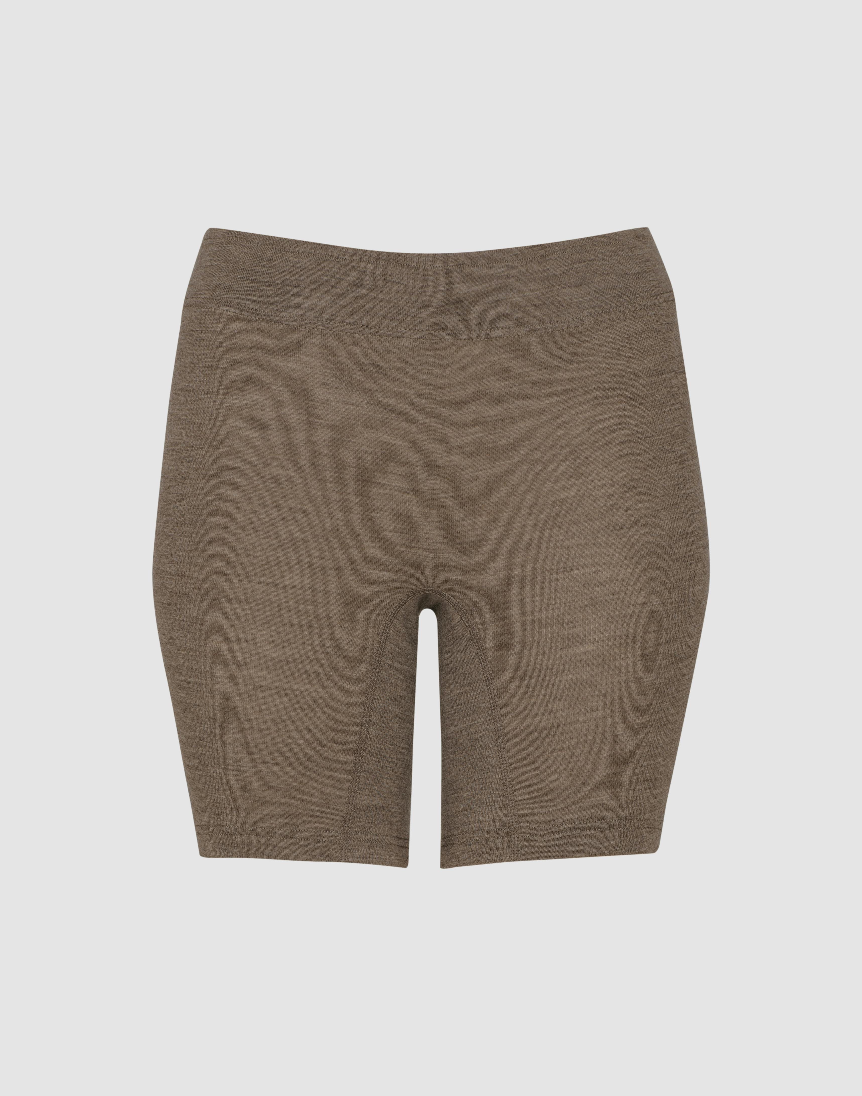 Women's merino wool shorts - Brown melange - Dilling