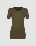 T-shirt van merinowol voor dames Donker groenmelange