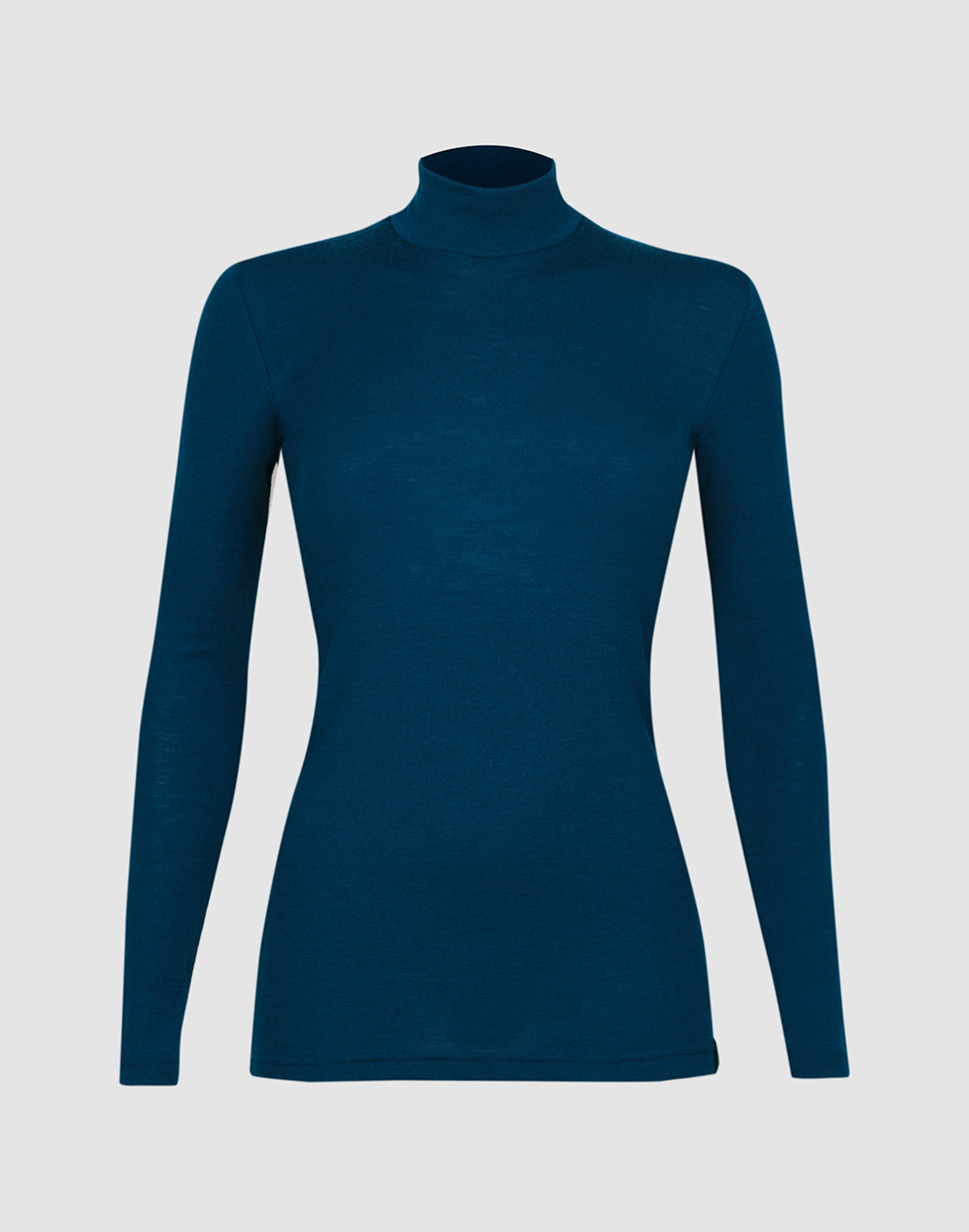 Wool Top In Women's merino wool high neck top - Royal Blue - Dilling