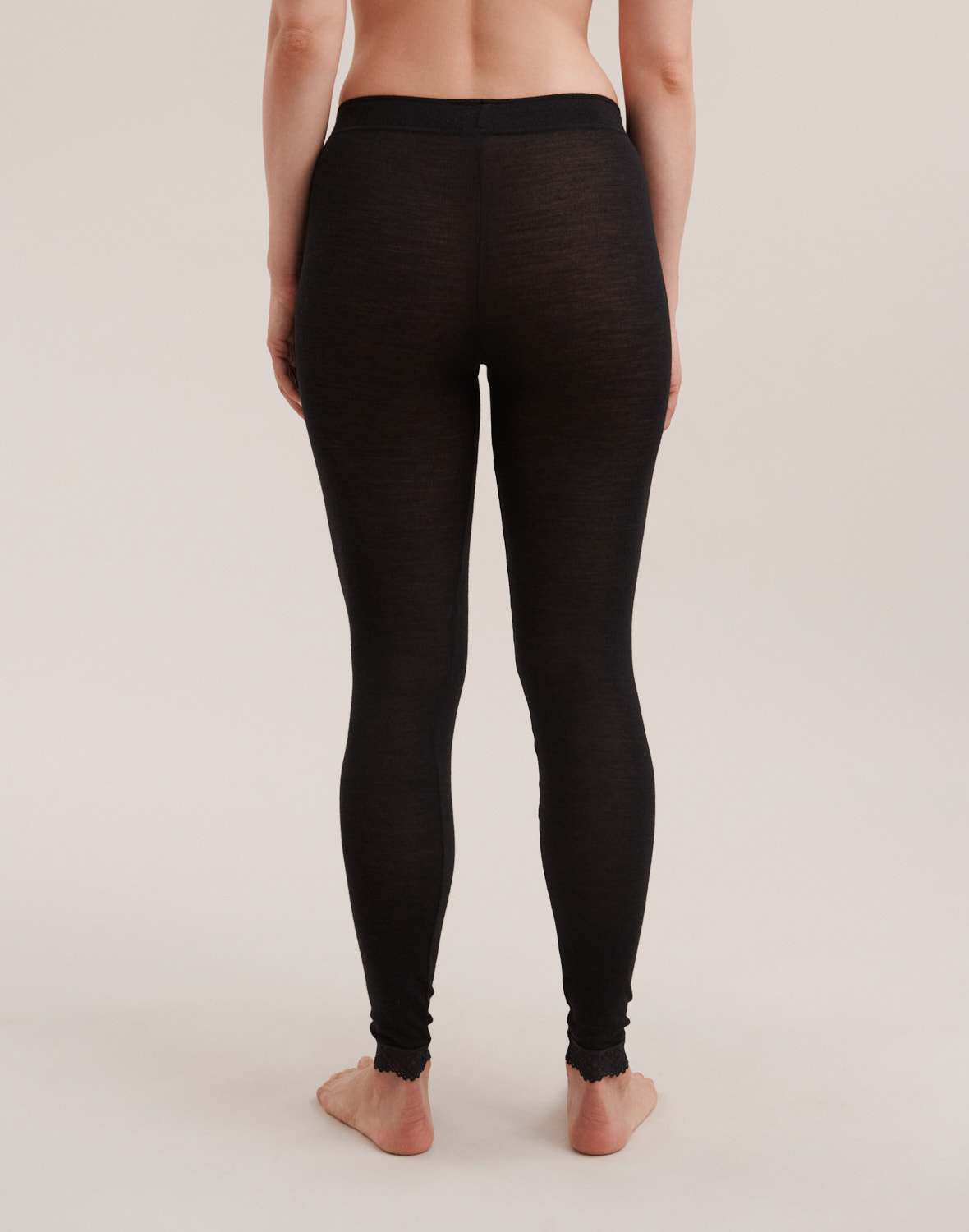 Black leggings in organic wool/silk