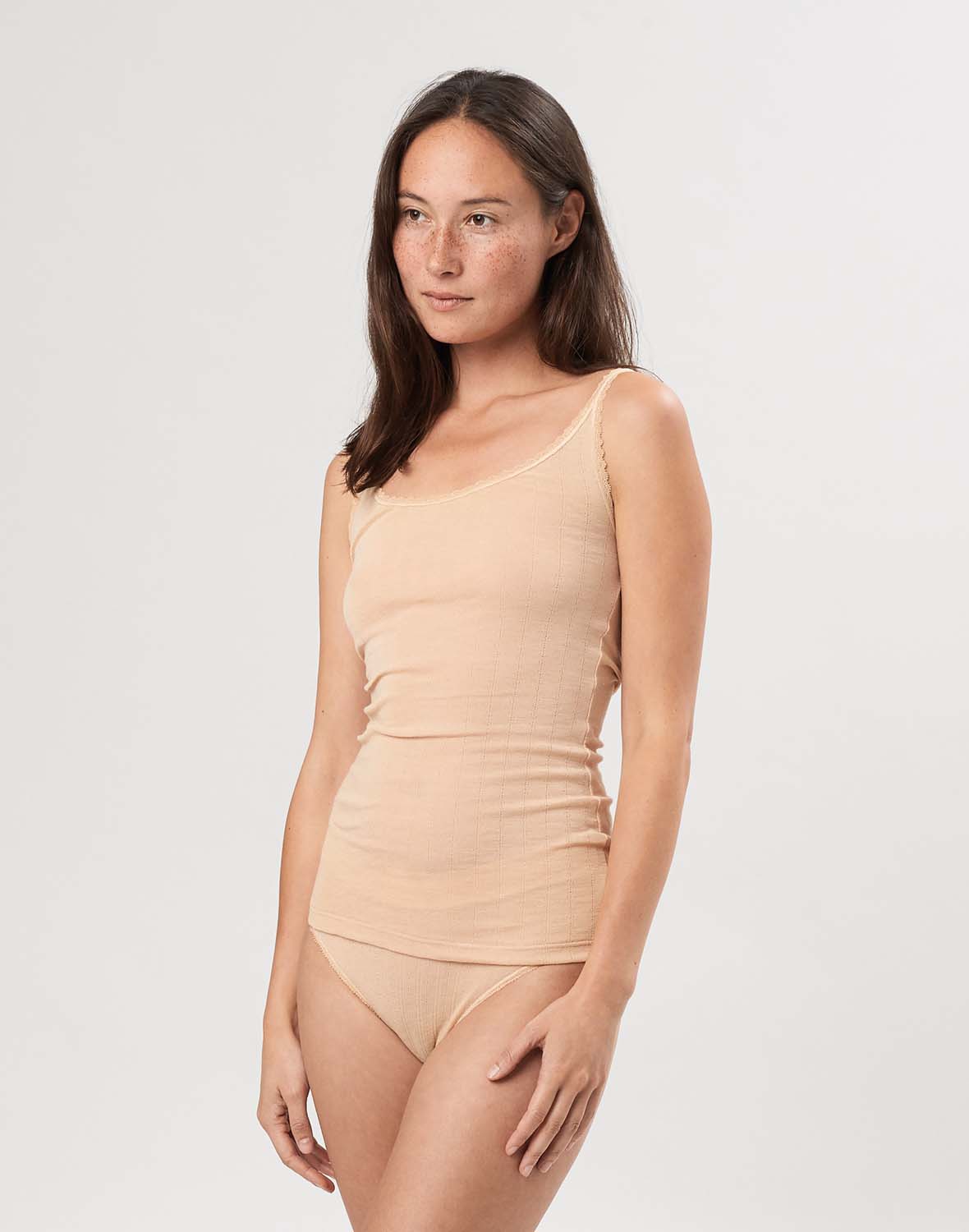 Culotte taille haute en maille pointelle, en laine mérinos et soie pour  femme - Blush - Dilling