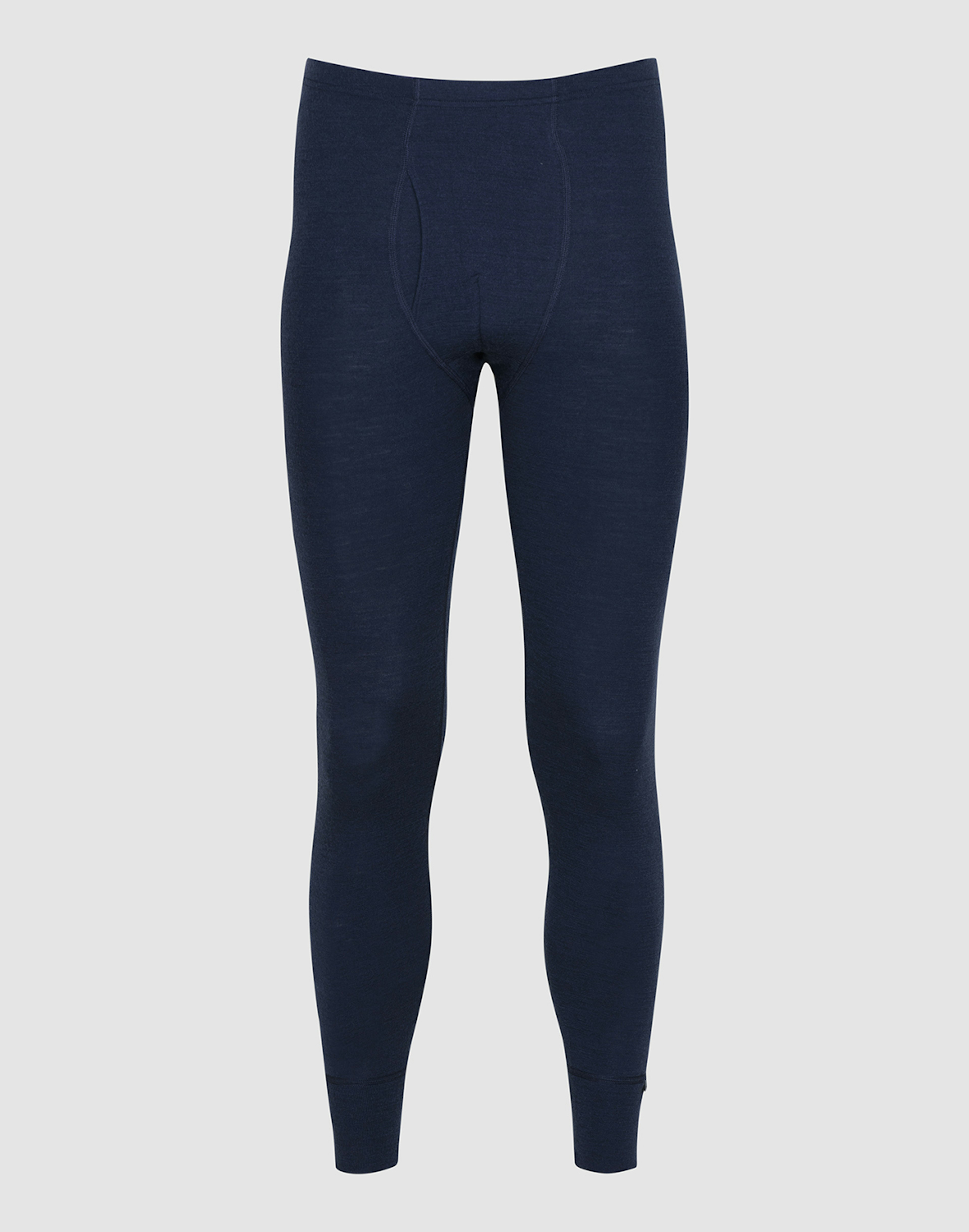 Men's merino wool long johns with fly Navy blue