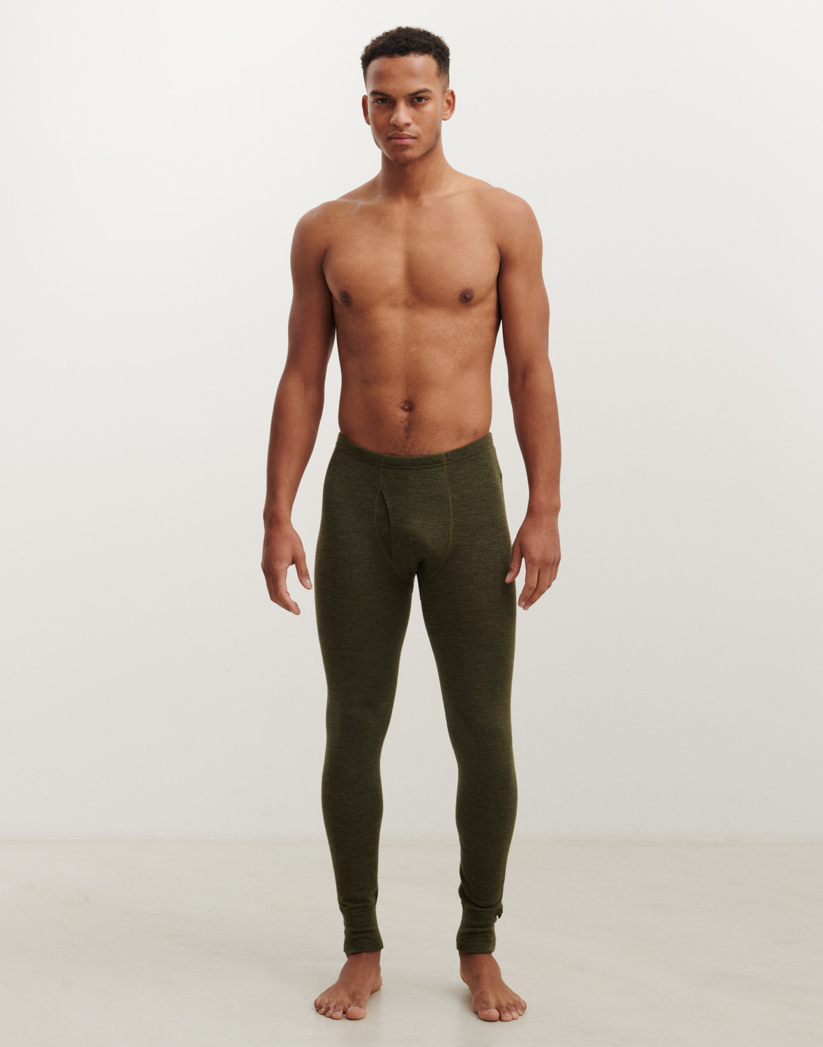 Men's merino wool long johns with fly - Silver sage - Dilling