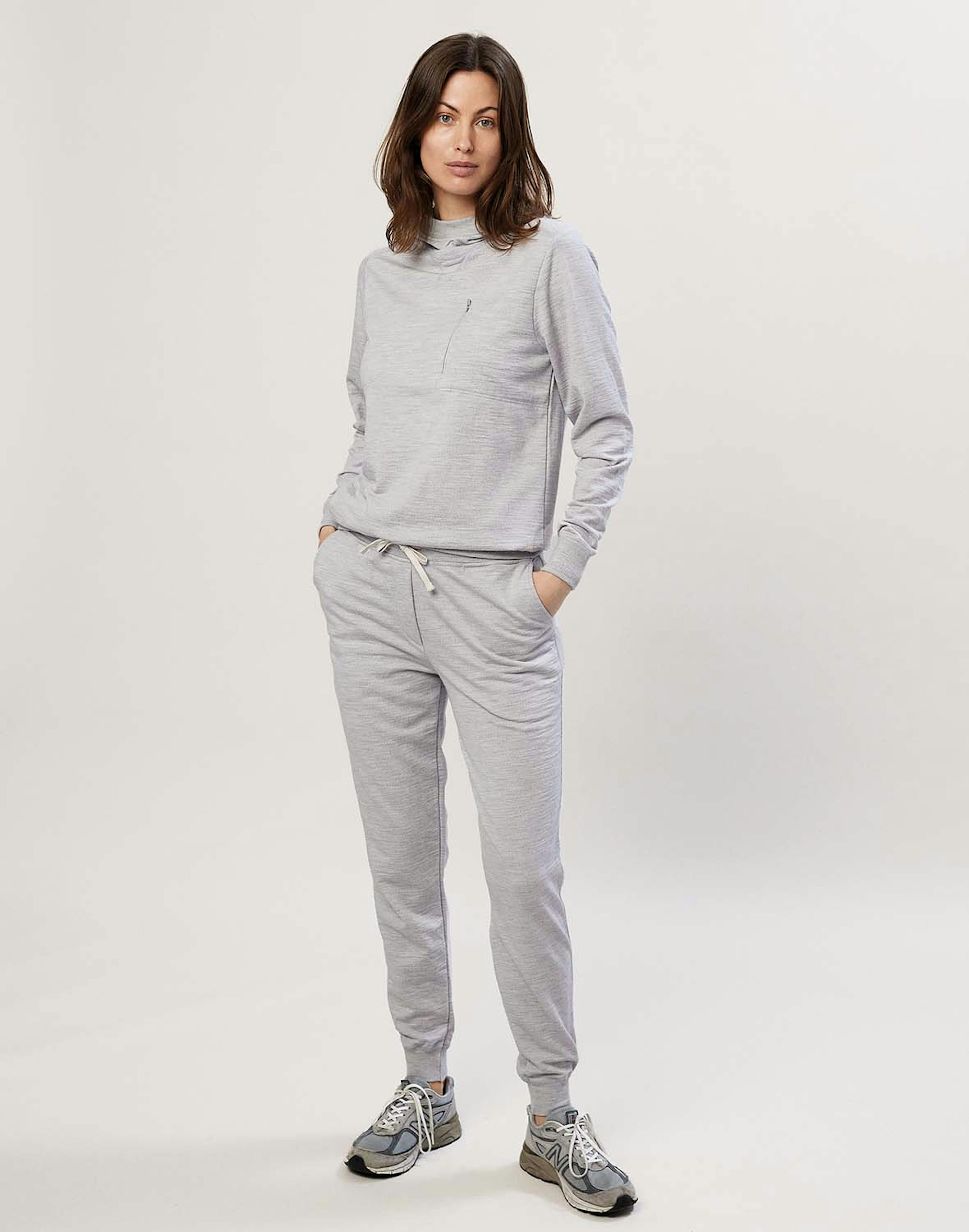 Pantalon de jogging avec poches en laine mérinos pour femme - Gris