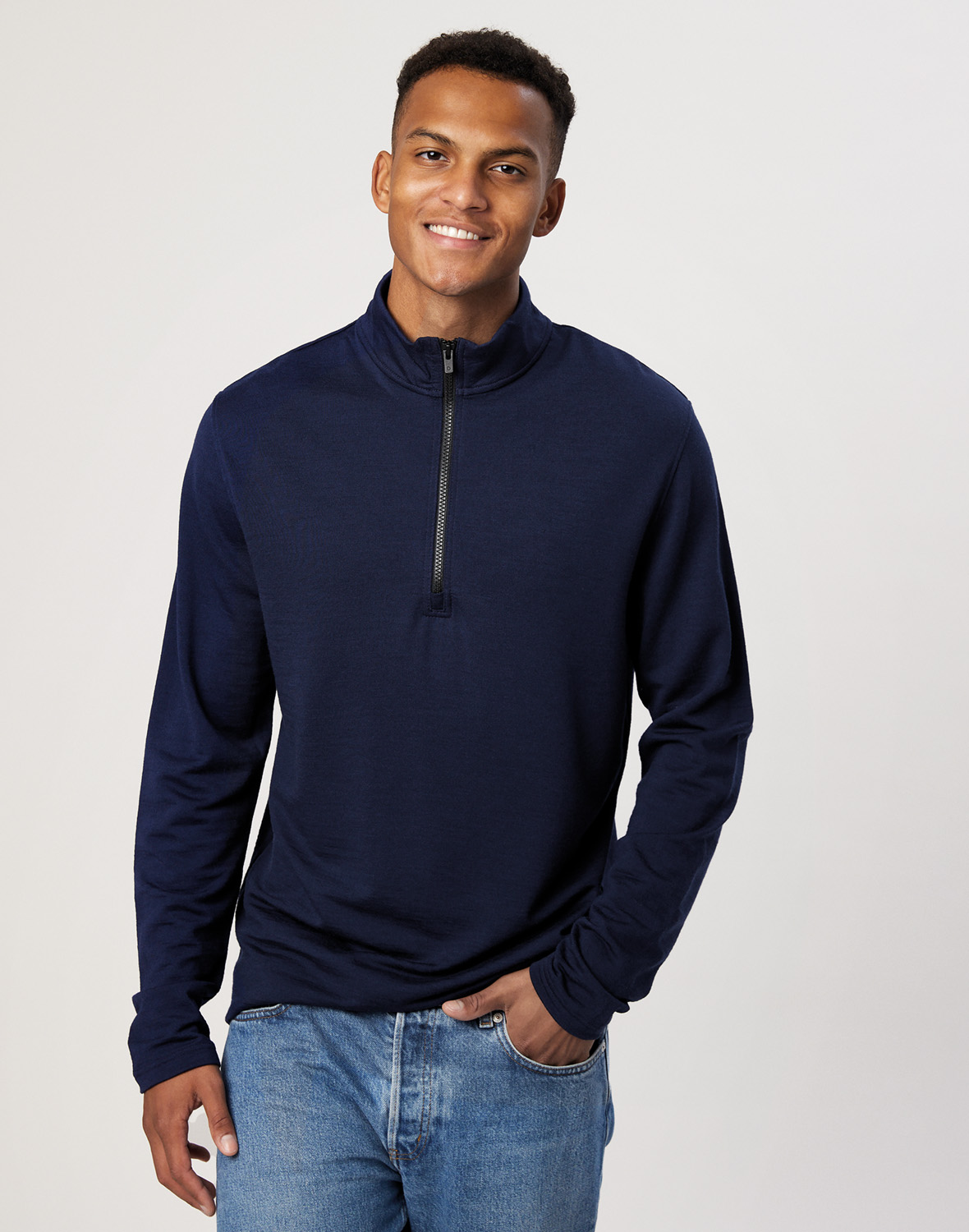 Men's wool half hot sale zip sweater